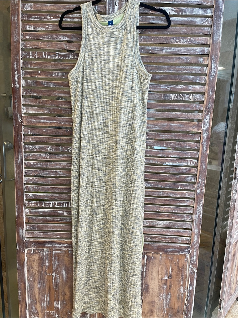 Sleeveless Heathered Tank Maxi  Dress in greens built in bra